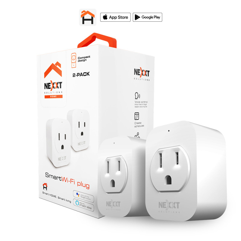Nexxt Solutions Smart Plug WiFi, 1 Conector, 100 - 240V, Blanco, 2 Piezas 2 salidas AC 100 - 240 V